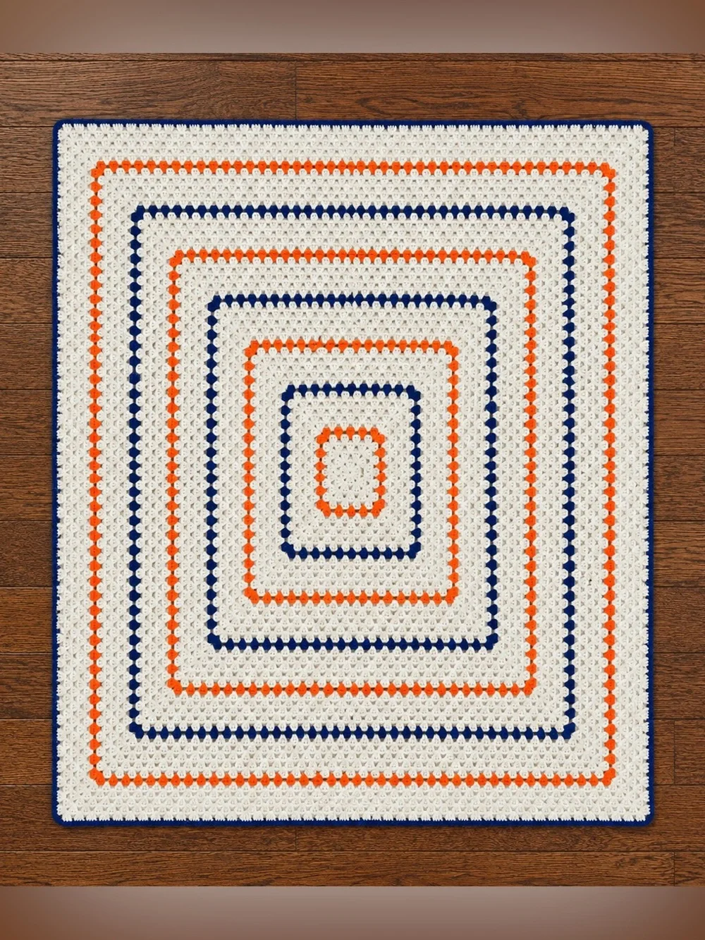 Vintage Granny Square Florida Gators Colors Handmade Afghan Crochet Blanket 48”